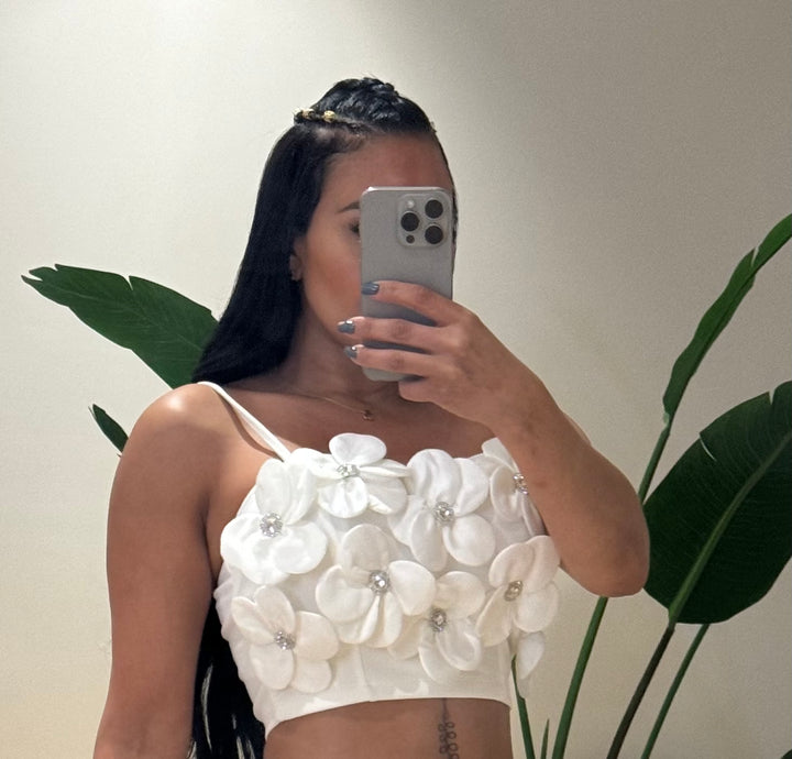 Top Floral Blanco